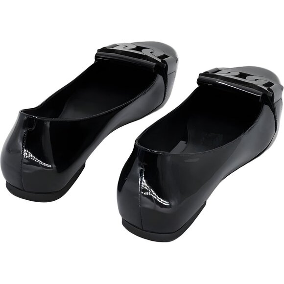 Tod's Gomma Patent Catena Loafer Flats Black Square Toe Women's EU 37 - Picture 3 of 6